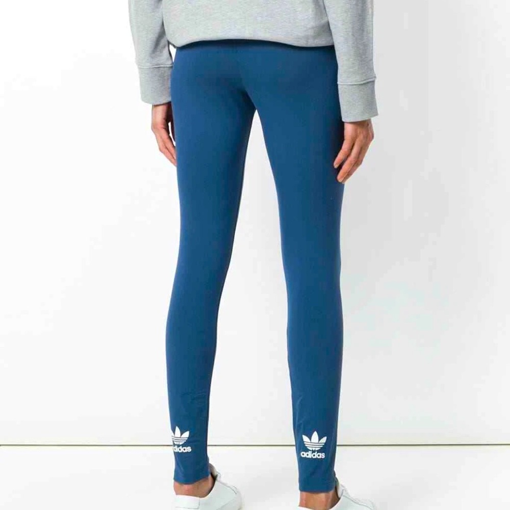 Adidas Trefoil Mid Rise Full Length Blue Leggings | Women’s M